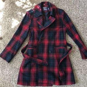 Plaid American Living trench coat